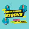 Schriftzug Bewerbungsstorys mit drei Pflegern