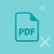 Eine türkisfarbene Fläche mit einem PDF-Icon